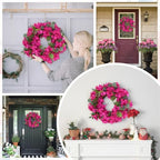 Bougainvillea Artificial Wreaths for Front Door Spring Summer Faux Silk Bougainvillea Wreath Fake Bougainvillea Flowers for Porch Wedding Home Wall Festival Indoor Outside Decor (Hot Pink) - Image 3