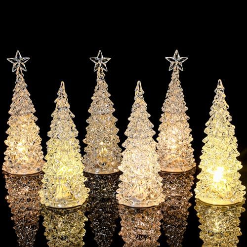 Glooglitter 6 Pcs Acrylic LED Christmas Tree, 5'', 6'' - Image 6