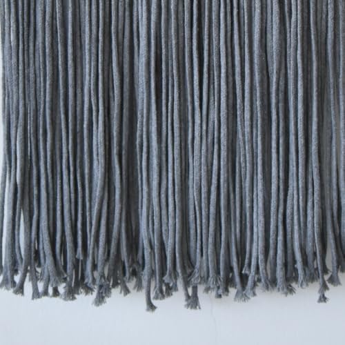 Macrame Wall Hanging Long Fringe Boho Wall Decor Handmade Wood 10" W*40" L - Image 7