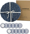 Leetaltree Round Bohemian Woven Paper Placemats Set of 12, Blue by Leetaltree-ArtatEveryTable
