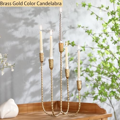 17.5 Inch 5-Arm Candle Cast Iron Metal Candelabra Candlestick Holders - Image 5