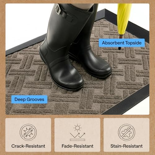 GORILLA GRIP WeatherMAX Door Mat, Indoor Outdoor, 47x35, Beige Basket Weave - Image 6