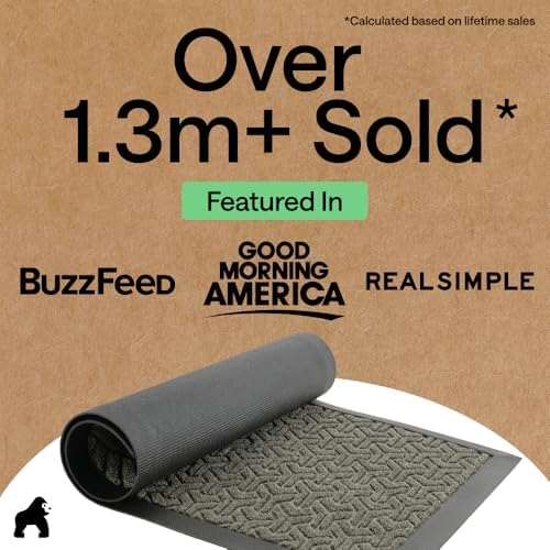 GORILLA GRIP WeatherMAX Door Mat, Indoor Outdoor Use, 72x24, Gray Geometric - Image 4