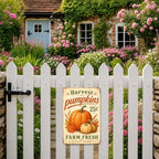 Decorative Tin Sign Vintage Metal Tin Sign Rustic Distressed Finish Harvest Pumpkins Farm Fresh Wheat Wall Decor for Farmhouse Kitchen Pantry Market 12×16 Inches with Metal Frame - Image 7