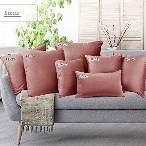 Nestl Throw Pillow Covers, Cozy Velvet Decorative Pillow Cases 24 x 24 Inches, Soft Solid Couch Pillow Covers for Sofa, Bed and Car, Set of 4 - Misty Rose - Image 6