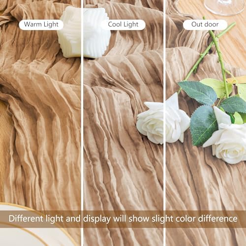 Cheesecloth Table Runner 10FT 12Pcs Nude Boho Gauze Rustic Sheer Runners - Image 5