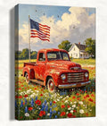 July 4th Patriotic Canvas Wall Art 4th of July USA Decorations American Flag and Old Red Truck Picture Wall Decor Independence Day Home Decor 24x32in by HomeifHue