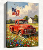 July 4th Patriotic Canvas Wall Art 4th of July USA Decorations American Flag and Old Red Truck Picture Wall Decor Independence Day Home Decor 24x32in by HomeifHue