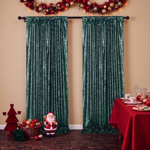 Green Sequin Backdrop Curtains,6 Panels 2FTx8FT Curtain Backdrop for Party - Image 3