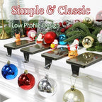 HMASYO Christmas Stocking Holders for Mantle, Set of 6 Bronze Heavy Duty Cast Iron Stocking Hangers Base, Low Profile Weighted Stocking Holder Hooks for Fireplace Tabletop Shelf Christmas Decorations - Image 5