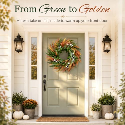 26 Inch Fall Wreaths for Front Door, Autumn Wreath with Storage Bag - Image 2