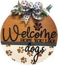 Wood front door sign Wood sign Home decor Welcome sign Sign for front door House warming gift Wedding gift (Dog Paw dogs-DS026(A8) S003, 22" Width) by Unknown