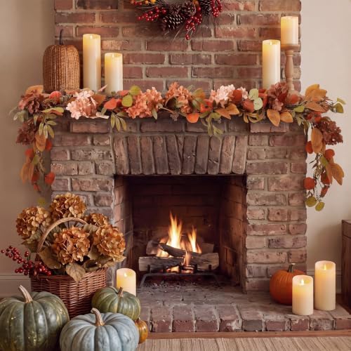 Thiccywoov 5ft Fall Garland Autumn Artificial Hydrangea Decor for Mantel - Image 5