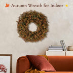 26 Inch Fall Wreath for Front Door, Artificial Boxwood Thanksgiving Decor - Image 6