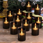 12Pack Flameless LED Candles with Timer, Battery Operated, Black, 2"x3" by VIODAIM