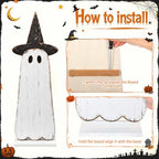 Novabright 30.2 H Halloween Witch Ghost Porch Sign Standing Wooden Decor - Image 3