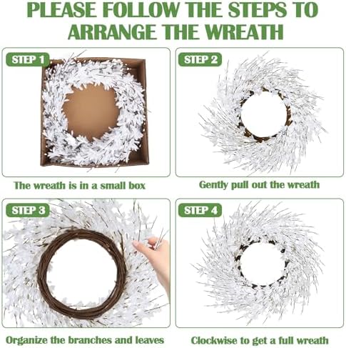 GTIDEA Summer Wreath, 24" Summer Door Wreath for Front Door Wreath, White - Image 3