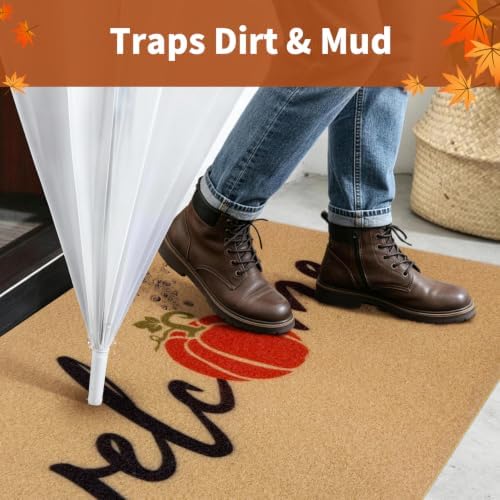 Fall Door Mat, Non Slip Front Porch Pumpkin Welcome Mat 24"x36" - Image 3