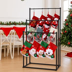 MorningRo 3 Tier Christmas Stocking Holder Stand for Floor, 20 Hook Stocking Hanger Rack, Black Holiday Display Decoration Holder, Heavy Duty Metal Tubes with Removable Adjustable Hook - Image 5