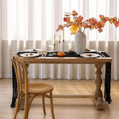6Pcs Halloween Holiday Black Cheesecloth Table Runner 120 Inch for Decor - Image 6