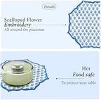 CPC Apatite Blue Block Print Cotton Floral Placemat 15x15 Inch, Set of 4 - Image 4