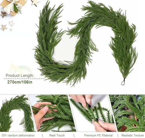 9FT Christmas Norfolk Pine Garland - Image 4
