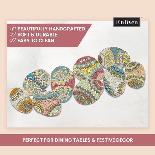 Enliven Easter Beaded Table Runner, Easter Runner for Table, Handmade Beaded Table Runners 13x36 inches - Image 3