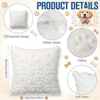 Tiamon 4 Pcs Paw Pillow Covers Paw Print Throw Pillow Covers 18 x 18 Inch Animal Pet Dog Cat Footprints Plush 3D Faux Fur Jacquard Embroidered Cushion Cases for Bed Sofa Couch Decorations - Image 2