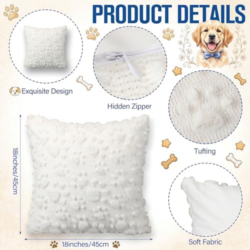 Tiamon 4 Pcs Paw Pillow Covers Paw Print Throw Pillow Covers 18 x 18 Inch Animal Pet Dog Cat Footprints Plush 3D Faux Fur Jacquard Embroidered Cushion Cases for Bed Sofa Couch Decorations - Image 2