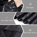 SoarDream Black Table Runner 10 Packs 12x72 Inches Sequin Metallic Fabric Glitter Table Runner for Party Birthday Holiday Event Supplies Decorations - Image 4
