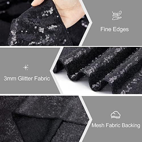 SoarDream Black Table Runner 10 Packs 12x72 Inches Sequin Metallic Fabric Glitter Table Runner for Party Birthday Holiday Event Supplies Decorations - Image 4