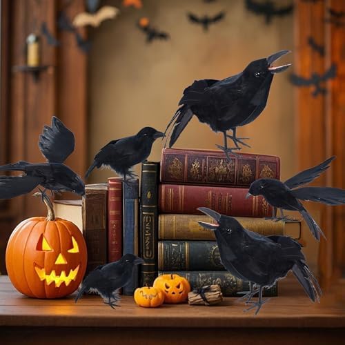 YOFIT 6 Pack Crows Halloween Decorations Realistic Fake Crow - Image 6