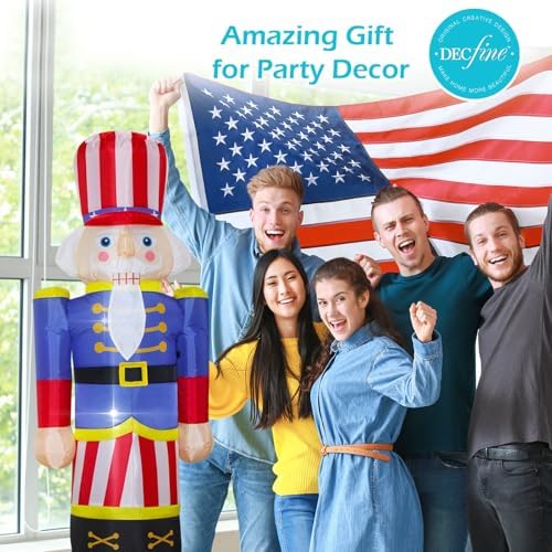 Patriotic Inflatable Dinosaur Independence Day 4th of July Patriotic Dinosaur Holds Star Blow Up Holidays Party Decor Lighted Decoration - Image 2