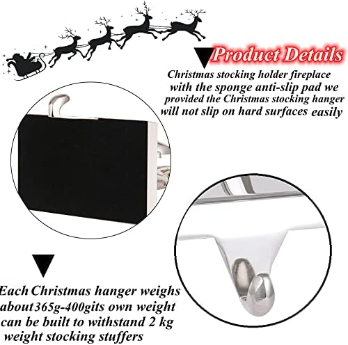 4PCS Reindeer Stocking Holders for Mantle Decor Sleigh Weighted Christmas Stocking Fireplace Holder Heavy Duty Mantle Stocking Hook Holiday Xmas Decor (Reindeer Sleigh, 4) - Image 6