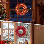 22" Christmas Wreath for Front Door, Christmas Decorations - Image 3