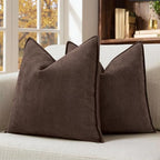 MIULEE Pack of 2 Reddish Brown Euro Shams Chenille Pillow Covers 24x24 Inch by MIULEE