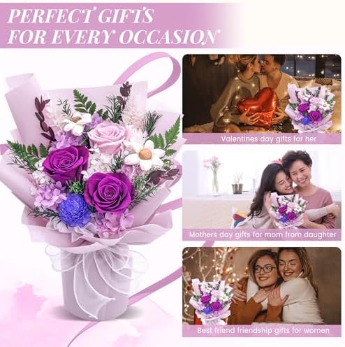 QOEAZY Flowers for Delivery, Preserved Flowers Bouquet with Gift Box, Rose Gifts for Women Mom Grandma - Image 3