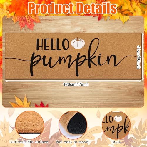 Breling Hello Pumpkin Coir Doormat 16 X 47 Inch Large Fall Door Mat - Image 2