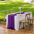 MDS Pack of 10 | Purple | 10ft Chiffon Table Runner 29x120 Inches Long Romantic Rustic Sheer Gauze Runner for Wedding Bridal Shower Birthday Banquets Engagement Spring Easter Boho Decorations - Image 6
