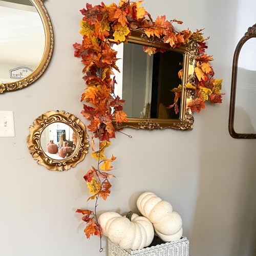 CQURE 40 Pack Fall Leaf Garland, Total 236Ft Artificial Fall Vines Autumn Garland Fall Maple Leaves Thanksgiving Decor for Home Wedding Fireplace Party - Image 3