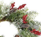 Sggvecsy 21 Inch Artificial Christmas Wreath for Front Door Xmas Red Berry Wreath with Pine Needles Pine Cones Eucalyptus Leaves Christmas Hanging Decorations for Wall Outdoor Home Window Decor - Image 7