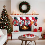 BHD BEAUTY Christmas Stocking 8 Pack White Green Red Velvet Embroidery Pattern Soft Faux Fur for Family Decorations Hanging Ornament for Xmas Holiday Party - Image 5