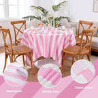 Fanqisi 2 Packs Pink and White Striped Table Cloth 57 x 120 Inches Valentines Day Tablecloth Rectangle Waterproof Tablecloths for Wedding Birthday Outdoor Picnic Party Decoration - Image 5