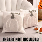Halloween Fall Throw Pillow Covers 20x20 Set of 2 Beige Pumpkin - Image 4