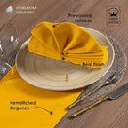 Mustard Yellow Cloth Napkins 18"x18" - Set of 12-100% Cotton, Absorbent, Reusable, Soft, Washable - Hemstitch Mitered Edges - Ideal for Dinner, Everyday, Baby Showers, Events - Image 4