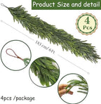 4 pcs 6 Ft Christmas Garland Real Touch Norfolk Pine Garland Christmas Decorations Faux Realistic Winter Pine Garlands for Mantle, Table, Stairs, Doorframe, Fireplace Indoor Outdoor Holiday Xmas Decor - Image 2