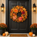 22Inch Fall Wreath for Front Door, Large Autumn Harvest Garland Decoration by Laprakor
