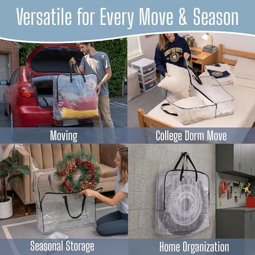 VENO 10 Pack Summer Wreath Storage Bag, Spring, Christmas Decoration Garland Container, 30 Inch Clear Door Wreath Organizers, Moving Boxes, Packing Supplies for College (Square - 10 Pack) - Image 5