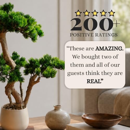 Artificial Bonsai Tree 26" Tall with Realistic Wood and Ceramic Pot, Fake Plants for Home, Bedroom and Office Desk, Japanese Decor - Image 5