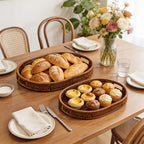 3pcs Woven Serving Trays, Poly Wicker Oval Serving Basket - Image 2